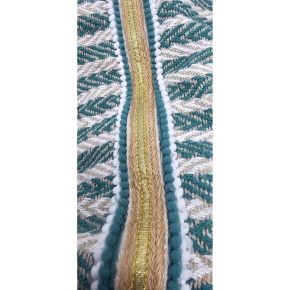 No Boundaries Women's Woven Beach Boho Tote Diaper Bag Mint Stripe Made In India - Picture 14 of 16